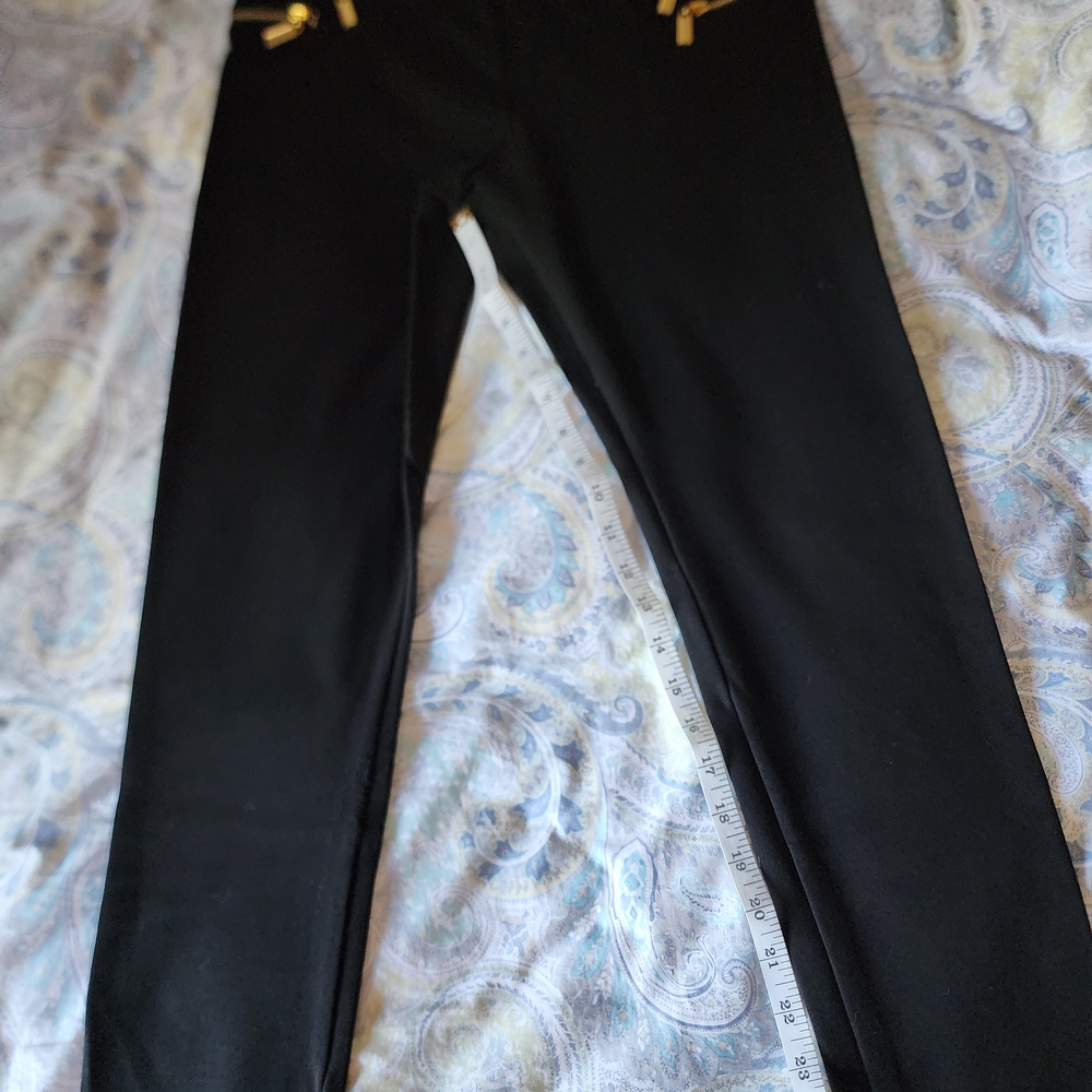Jennifer Lopez Black Leggings with Gold Accents